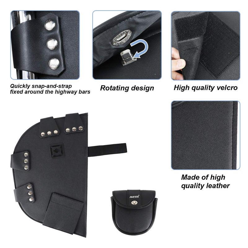 AUFER Highway Crash Bar Cover Soft Lowers Chaps Guards Cover Leg Warmer Bag Rain Guards Lower Wind Deflectors Compatible with for Indian Road Master Springfield Chief Chieftain 2014-Up - Image 5